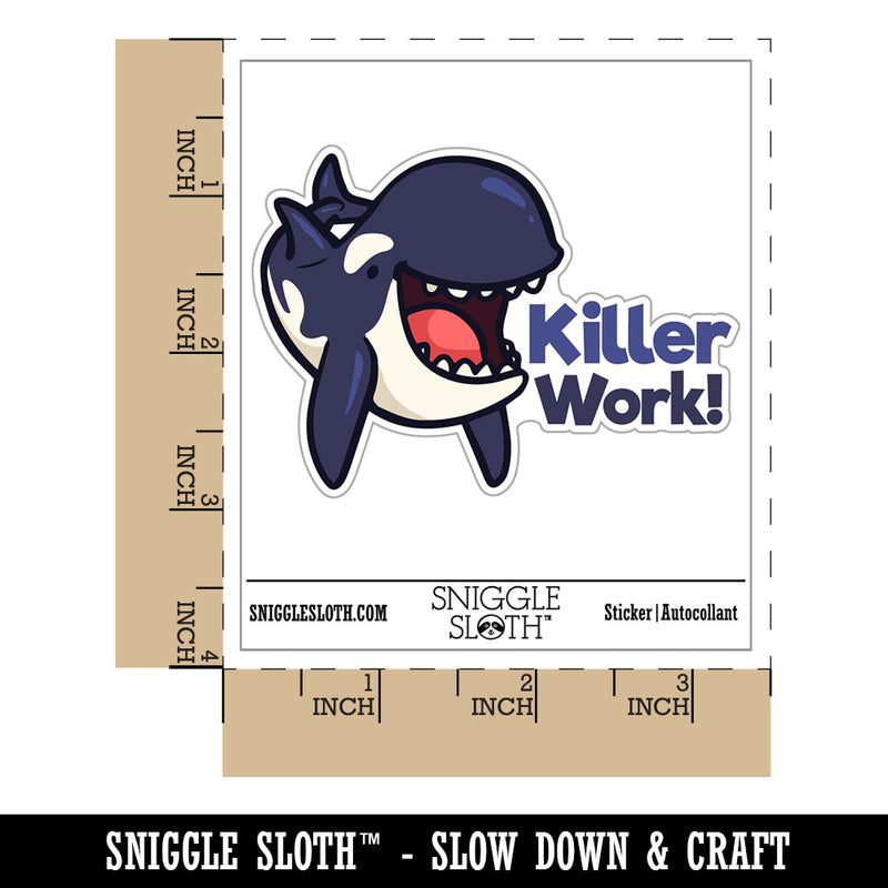 Killer Work Whale Orca Pun Waterproof Vinyl Phone Tablet Laptop Water Bottle Car Window Bumper Decal Sticker Set - 5 Pack