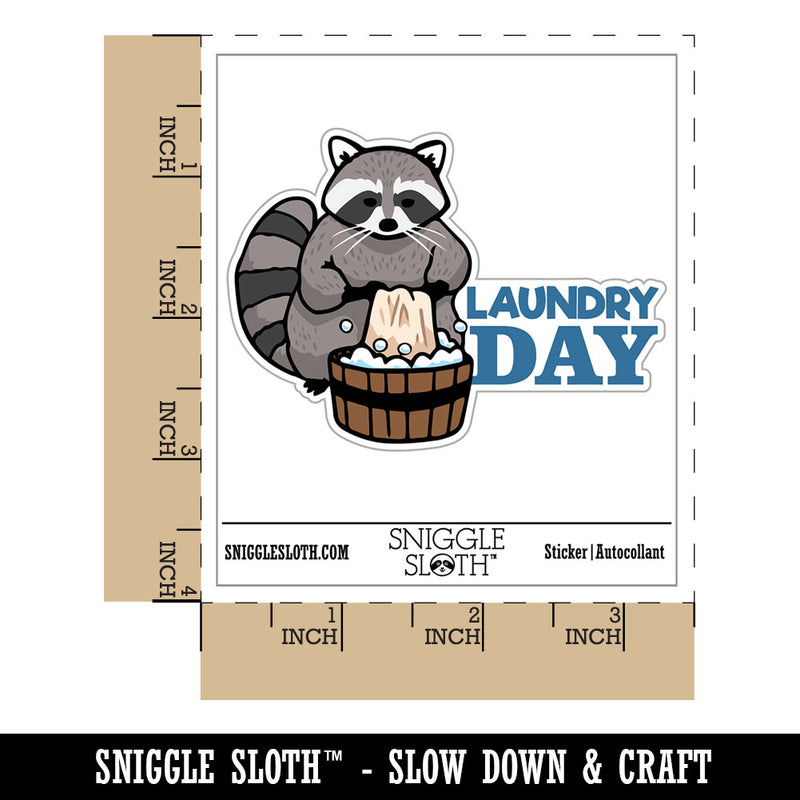 Laundry Day Raccoon Cleaning Clothes Waterproof Vinyl Phone Tablet Laptop Water Bottle Car Window Bumper Decal Sticker Set - 5 Pack