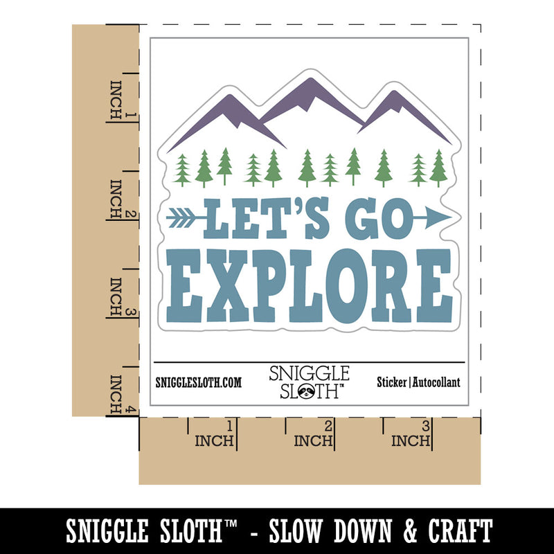 Let's Go Explore Mountains Waterproof Vinyl Phone Tablet Laptop Water Bottle Car Window Bumper Decal Sticker Set - 5 Pack