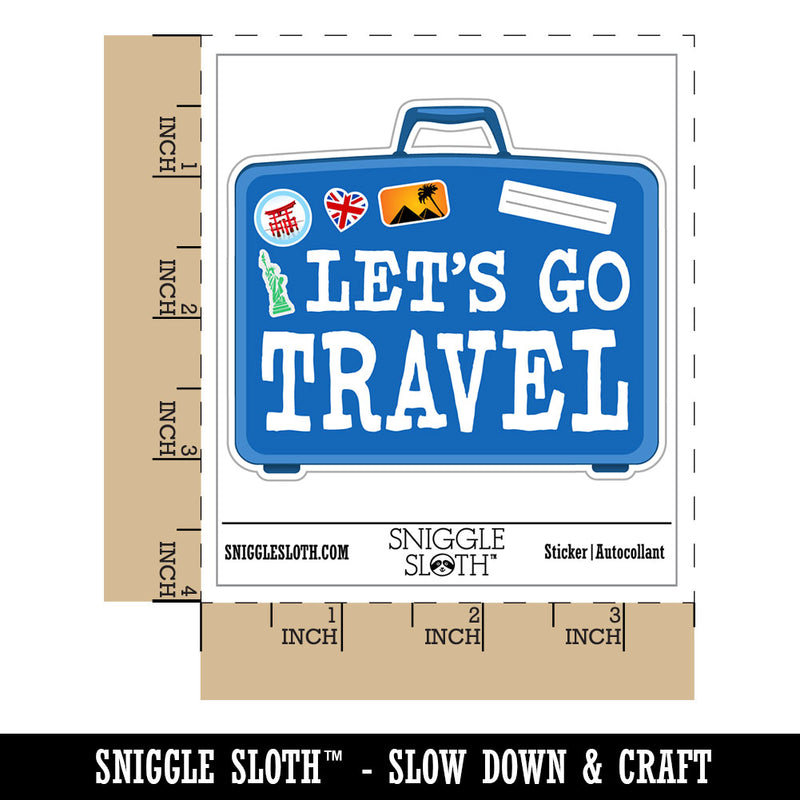Let's Go Travel Suitcase Waterproof Vinyl Phone Tablet Laptop Water Bottle Car Window Bumper Decal Sticker Set - 5 Pack