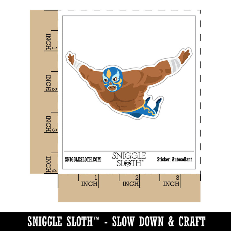 Luchador Masked Wrestler Flying Through Air Waterproof Vinyl Phone Tablet Laptop Water Bottle Car Window Bumper Decal Sticker Set - 5 Pack
