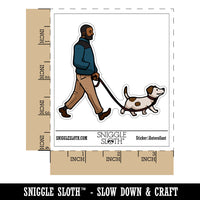 Man Walking Pet Dog Leash Waterproof Vinyl Phone Tablet Laptop Water Bottle Car Window Bumper Decal Sticker Set - 5 Pack