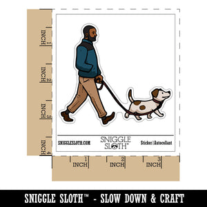 Man Walking Pet Dog Leash Waterproof Vinyl Phone Tablet Laptop Water Bottle Car Window Bumper Decal Sticker Set - 5 Pack