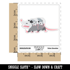 Mother Opossum with Babies on Back Waterproof Vinyl Phone Tablet Laptop Water Bottle Car Window Bumper Decal Sticker Set - 5 Pack