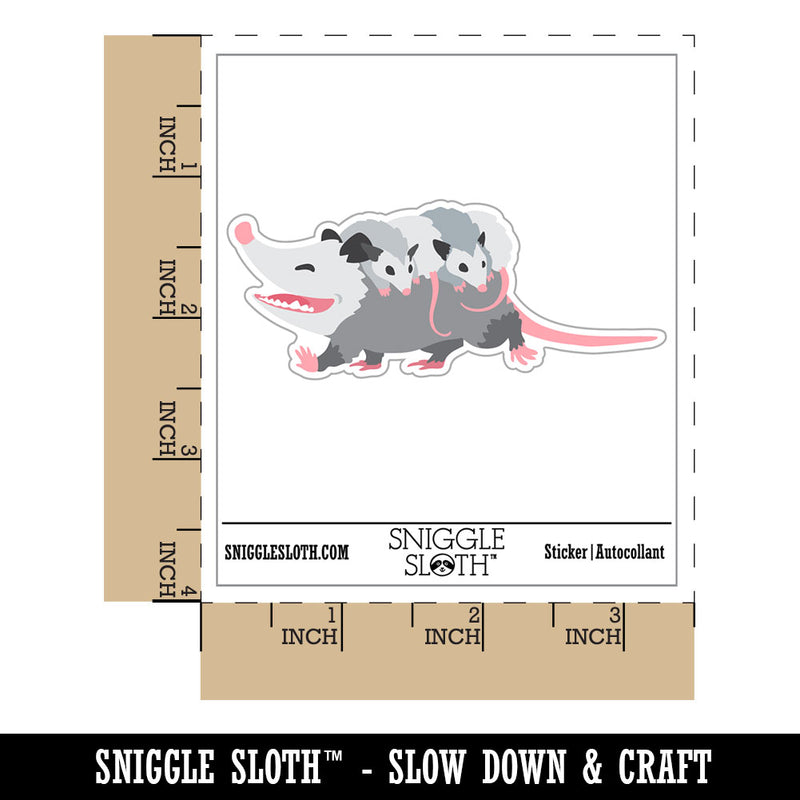 Mother Opossum with Babies on Back Waterproof Vinyl Phone Tablet Laptop Water Bottle Car Window Bumper Decal Sticker Set - 5 Pack
