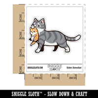 Mother Tabby Cat Carrying Kitten Waterproof Vinyl Phone Tablet Laptop Water Bottle Car Window Bumper Decal Sticker Set - 5 Pack