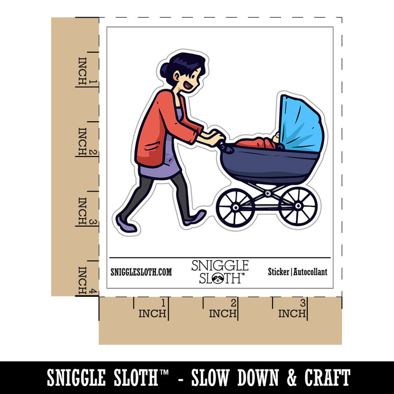 Mother with Child in Stroller Baby Waterproof Vinyl Phone Tablet Laptop Water Bottle Car Window Bumper Decal Sticker Set - 5 Pack
