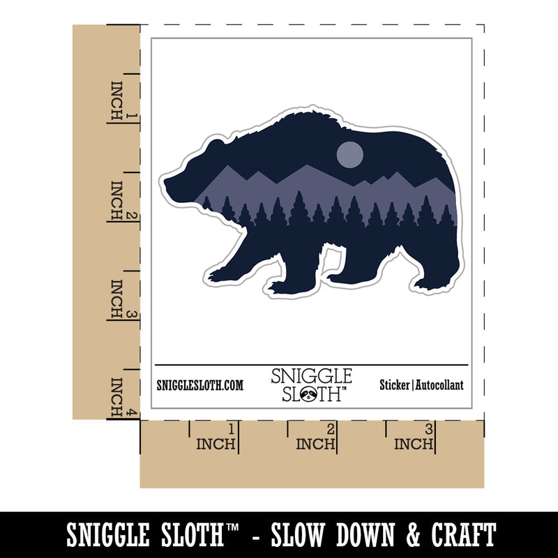 Mountain Scene Bear Silhouette Waterproof Vinyl Phone Tablet Laptop Water Bottle Car Window Bumper Decal Sticker Set - 5 Pack