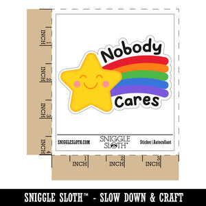 Nobody Cares Waterproof Vinyl Phone Tablet Laptop Water Bottle Car Window Bumper Decal Sticker Set - 5 Pack