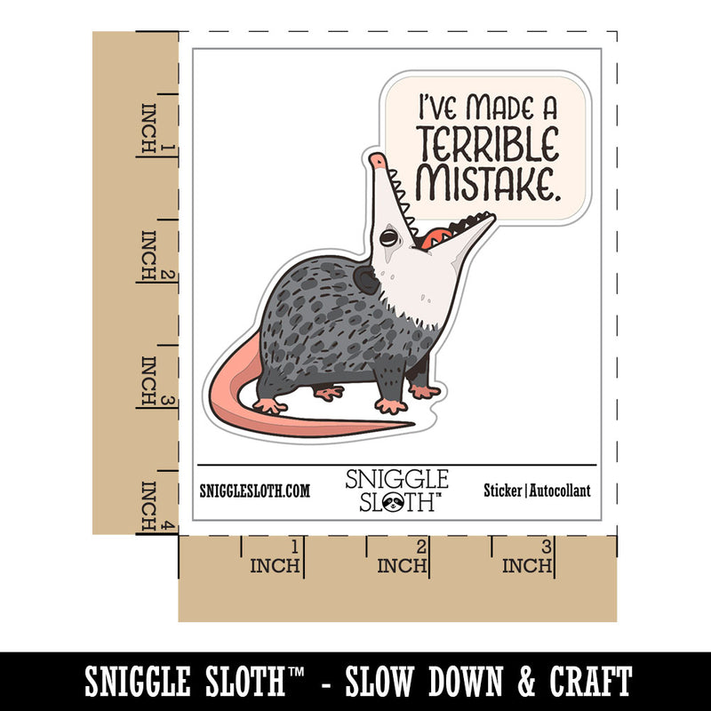 Opossum I've Made a Terrible Mistake Screaming Funny Waterproof Vinyl Phone Tablet Laptop Water Bottle Car Window Bumper Decal Sticker Set - 5 Pack