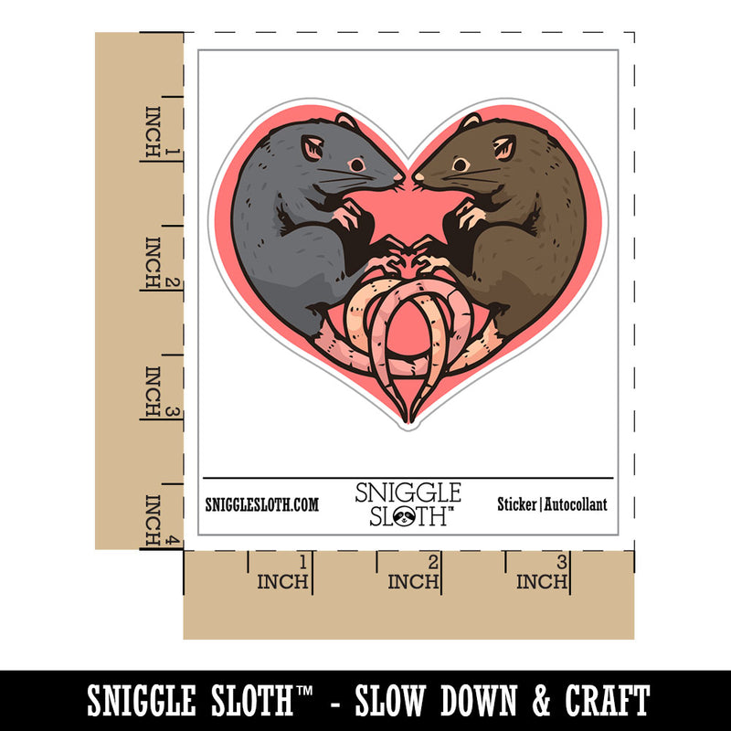 Pair of Rats Heart Couple Love Waterproof Vinyl Phone Tablet Laptop Water Bottle Car Window Bumper Decal Sticker Set - 5 Pack
