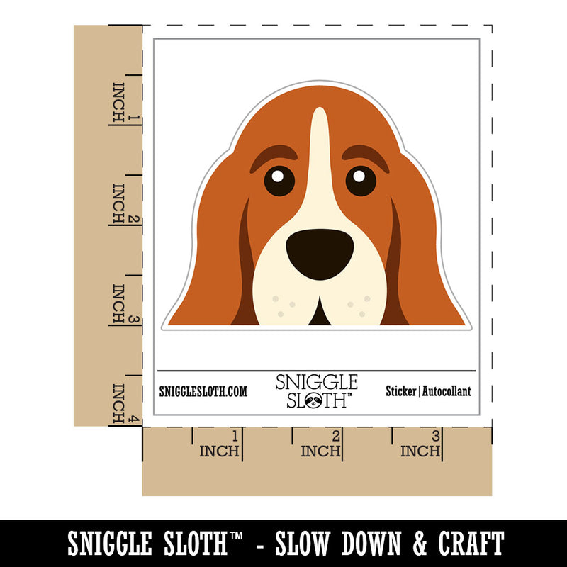 Peeking Basset Hound Dog Waterproof Vinyl Phone Tablet Laptop Water Bottle Car Window Bumper Decal Sticker Set - 5 Pack