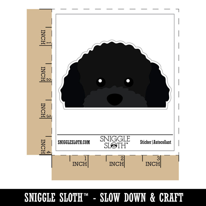 Peeking Black Toy Poodle Dog Waterproof Vinyl Phone Tablet Laptop Water Bottle Car Window Bumper Decal Sticker Set - 5 Pack