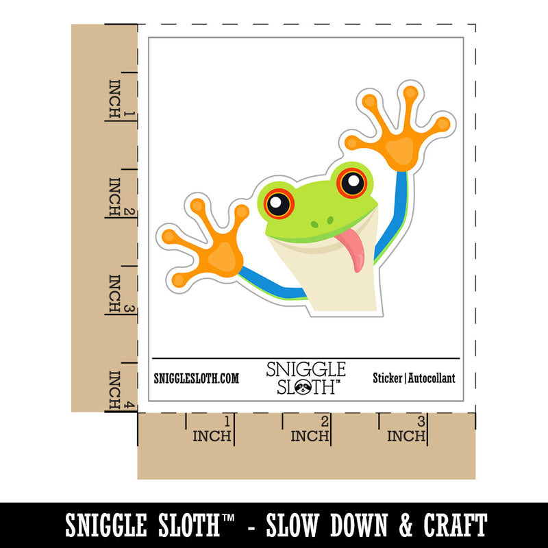 Peeking Friendly Tree Frog Waterproof Vinyl Phone Tablet Laptop Water Bottle Car Window Bumper Decal Sticker Set - 5 Pack