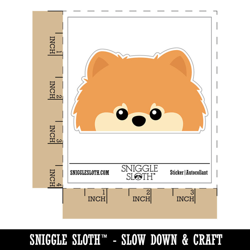 Peeking Pomeranian Dog Waterproof Vinyl Phone Tablet Laptop Water Bottle Car Window Bumper Decal Sticker Set - 5 Pack