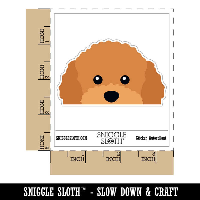 Peeking Red Toy Poodle Dog Waterproof Vinyl Phone Tablet Laptop Water Bottle Car Window Bumper Decal Sticker Set - 5 Pack