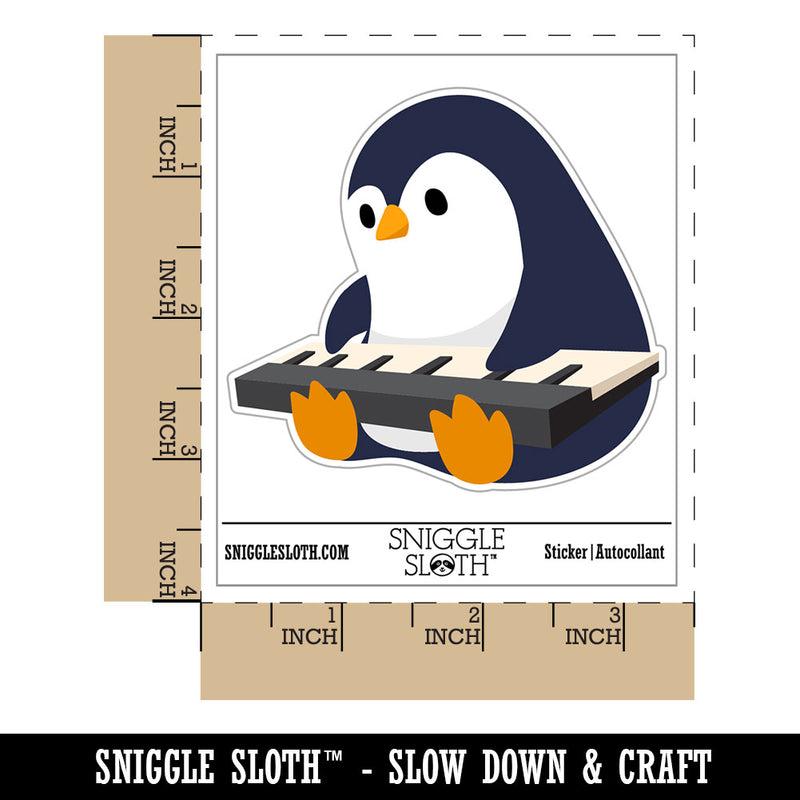 Penguin on Piano Keyboard Waterproof Vinyl Phone Tablet Laptop Water Bottle Car Window Bumper Decal Sticker Set - 5 Pack