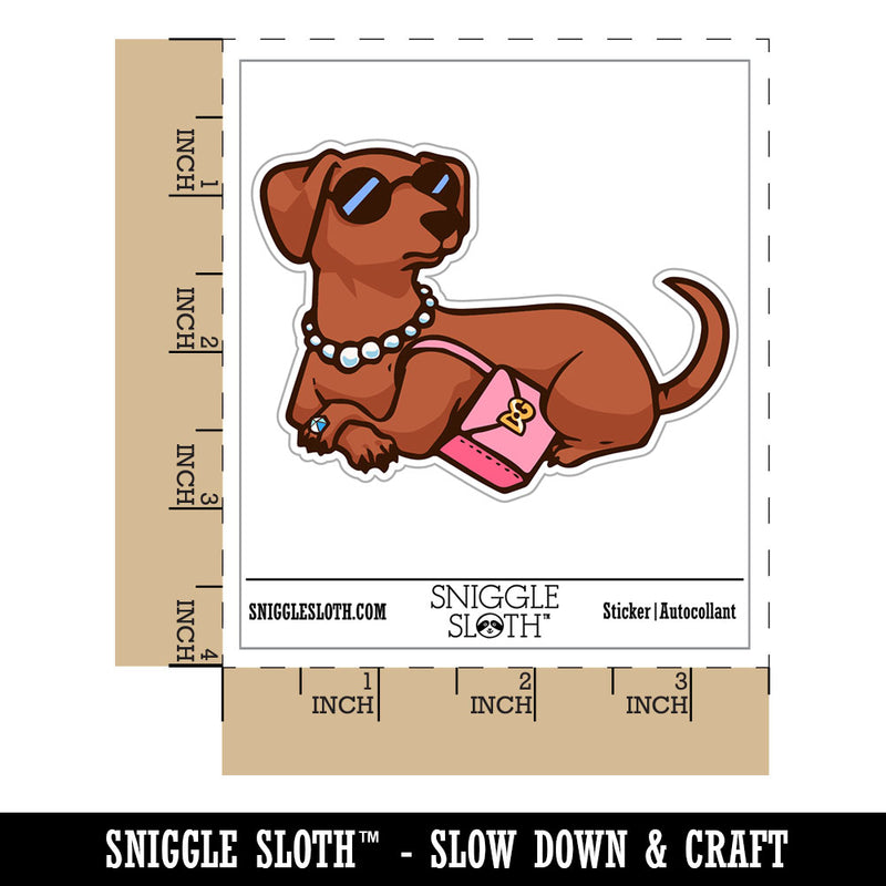 Posh Rich Snobby Dachshund Dog Sunglasses Purse Waterproof Vinyl Phone Tablet Laptop Water Bottle Car Window Bumper Decal Sticker Set - 5 Pack