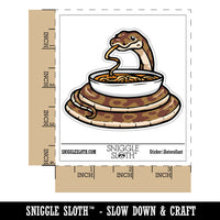 Python Snake Enjoying Ramen Noodles Waterproof Vinyl Phone Tablet Laptop Water Bottle Car Window Bumper Decal Sticker Set - 5 Pack