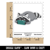 Raccoon Playing Watching Video Games on Phone Waterproof Vinyl Phone Tablet Laptop Water Bottle Car Window Bumper Decal Sticker Set - 5 Pack
