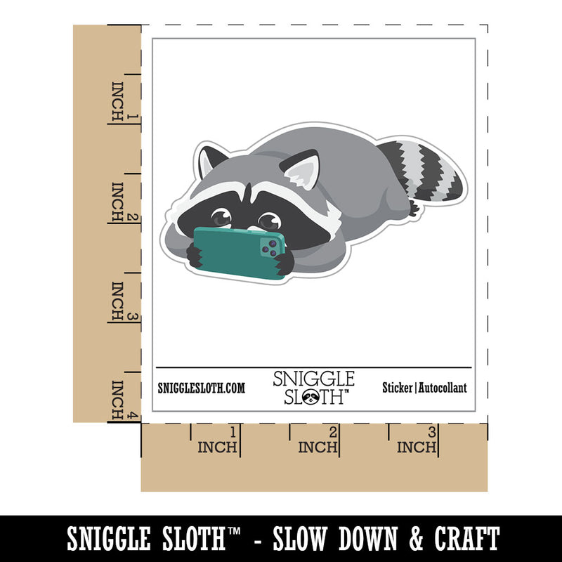 Raccoon Playing Watching Video Games on Phone Waterproof Vinyl Phone Tablet Laptop Water Bottle Car Window Bumper Decal Sticker Set - 5 Pack