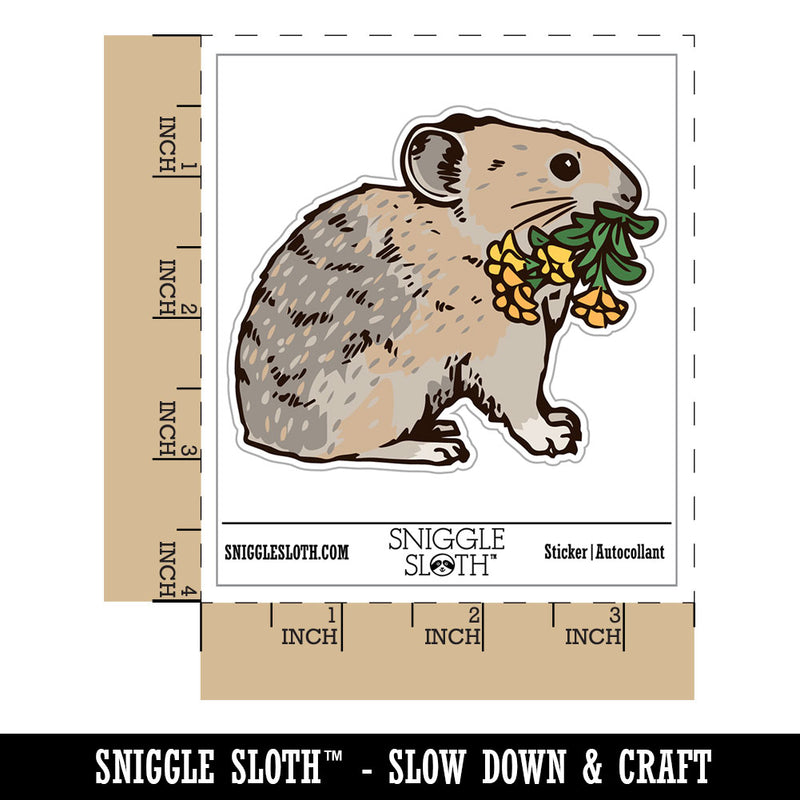 Realistic American Pika Gathering Flowers Waterproof Vinyl Phone Tablet Laptop Water Bottle Car Window Bumper Decal Sticker Set - 5 Pack