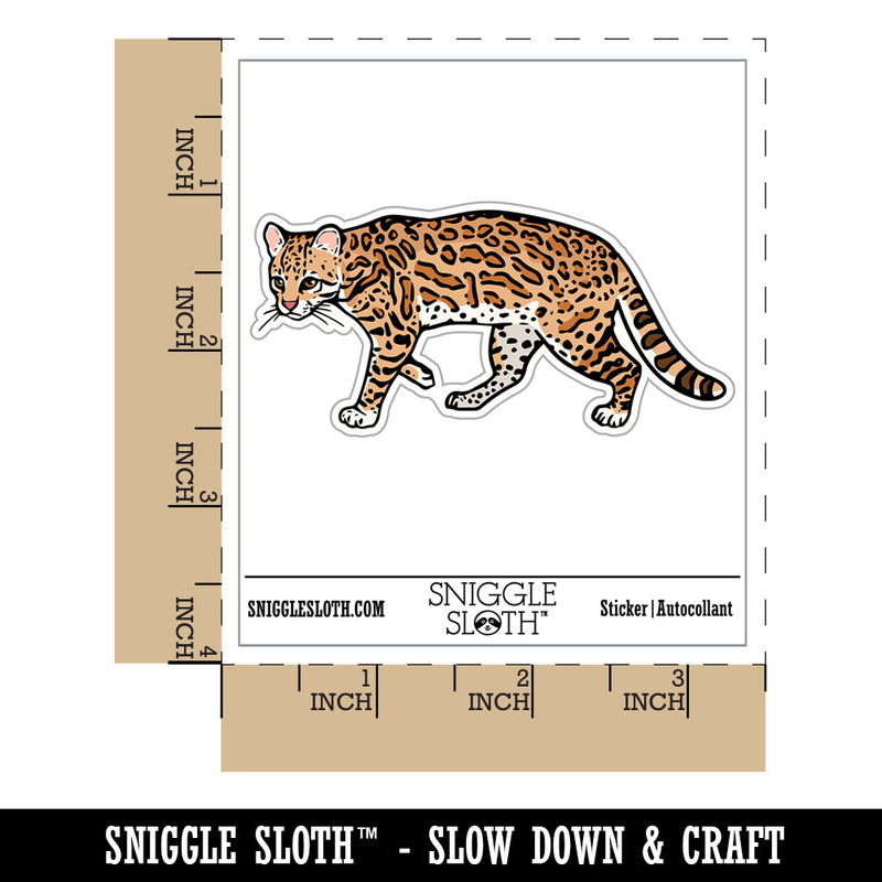 Realistic Ocelot Wild Cat Spots Waterproof Vinyl Phone Tablet Laptop Water Bottle Car Window Bumper Decal Sticker Set - 5 Pack