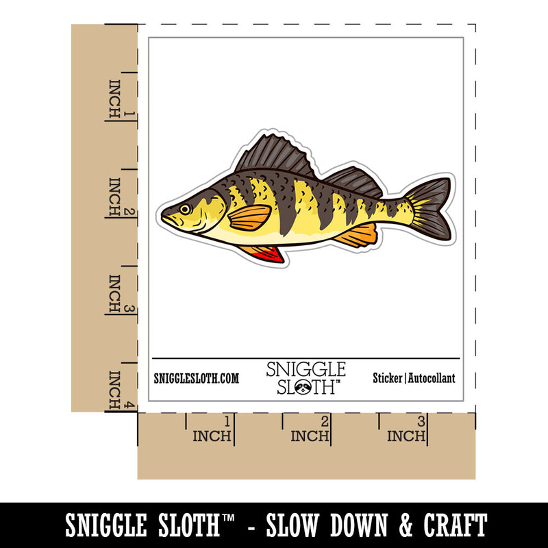 Realistic Yellow Perch Striped Fish Waterproof Vinyl Phone Tablet Laptop Water Bottle Car Window Bumper Decal Sticker Set - 5 Pack