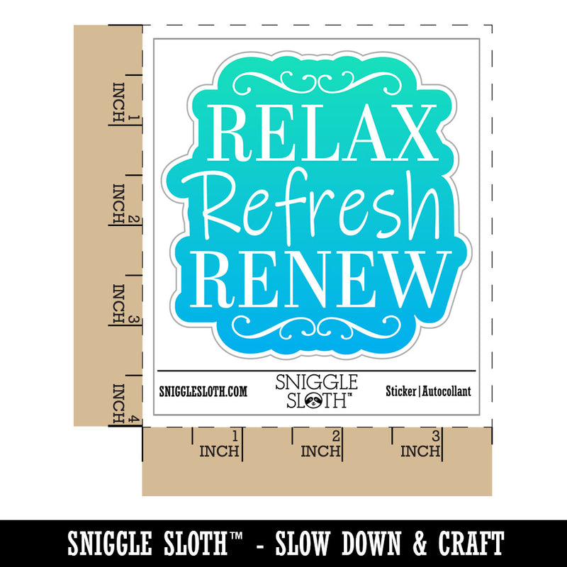 Relax Refresh Renew Waterproof Vinyl Phone Tablet Laptop Water Bottle Car Window Bumper Decal Sticker Set - 5 Pack