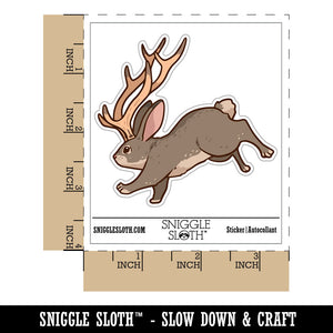 Running Jackalope Mythical Horned Rabbit Bunny Cryptid Waterproof Vinyl Phone Tablet Laptop Water Bottle Car Window Bumper Decal Sticker Set - 5 Pack