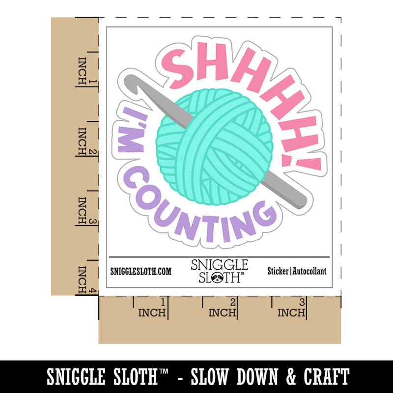 Shhh I'm Counting Crochet Waterproof Vinyl Phone Tablet Laptop Water Bottle Car Window Bumper Decal Sticker Set - 5 Pack