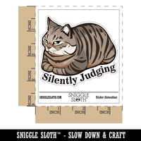 Silently Judging Tabby Cat Pet Waterproof Vinyl Phone Tablet Laptop Water Bottle Car Window Bumper Decal Sticker Set - 5 Pack