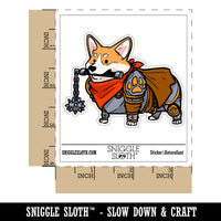 Sir Corgnelius Brave Corgi Dog Knight Flail Waterproof Vinyl Phone Tablet Laptop Water Bottle Car Window Bumper Decal Sticker Set - 5 Pack
