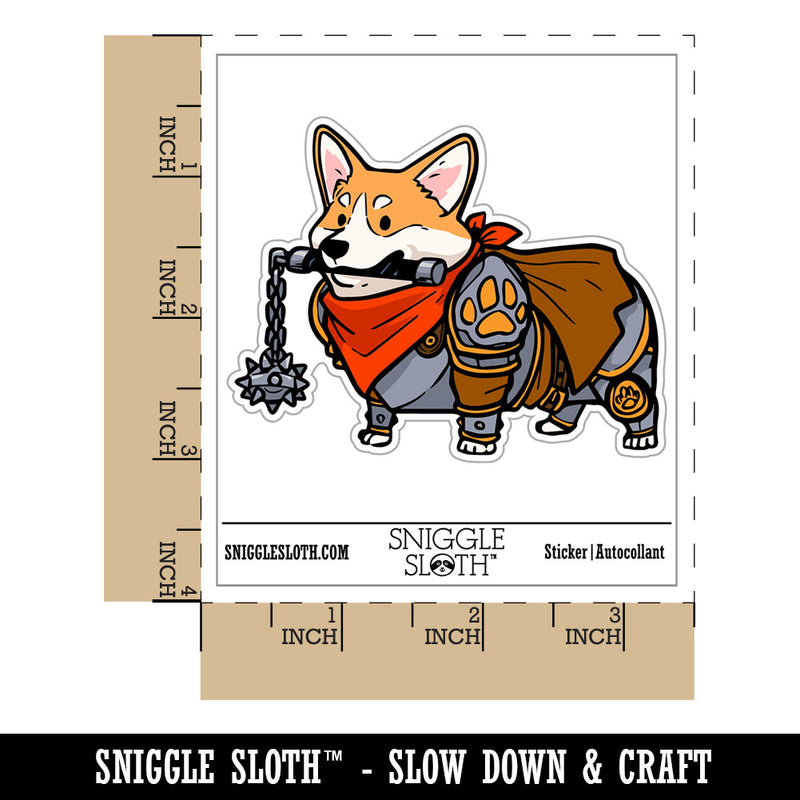 Sir Corgnelius Brave Corgi Dog Knight Flail Waterproof Vinyl Phone Tablet Laptop Water Bottle Car Window Bumper Decal Sticker Set - 5 Pack