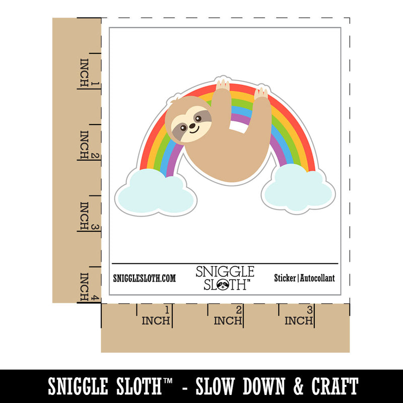 Sloth Hanging From Rainbow Waterproof Vinyl Phone Tablet Laptop Water Bottle Car Window Bumper Decal Sticker Set - 5 Pack