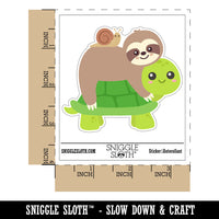 Sloth Riding Turtle Waterproof Vinyl Phone Tablet Laptop Water Bottle Car Window Bumper Decal Sticker Set - 5 Pack