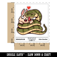 Snake Hugging Bunny Rabbit Love Heart Waterproof Vinyl Phone Tablet Laptop Water Bottle Car Window Bumper Decal Sticker Set - 5 Pack