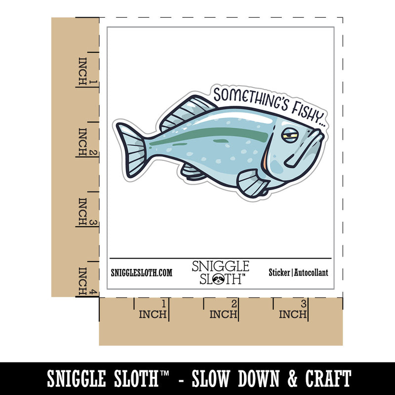 Something's Fishy Suspicious Fish Funny Waterproof Vinyl Phone Tablet Laptop Water Bottle Car Window Bumper Decal Sticker Set - 5 Pack