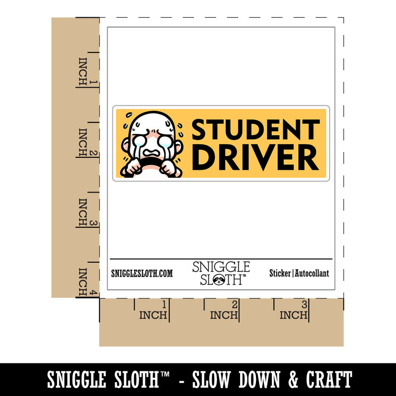 Student Driver Crying Funny Face Waterproof Vinyl Phone Tablet Laptop Water Bottle Car Window Bumper Decal Sticker Set - 5 Pack