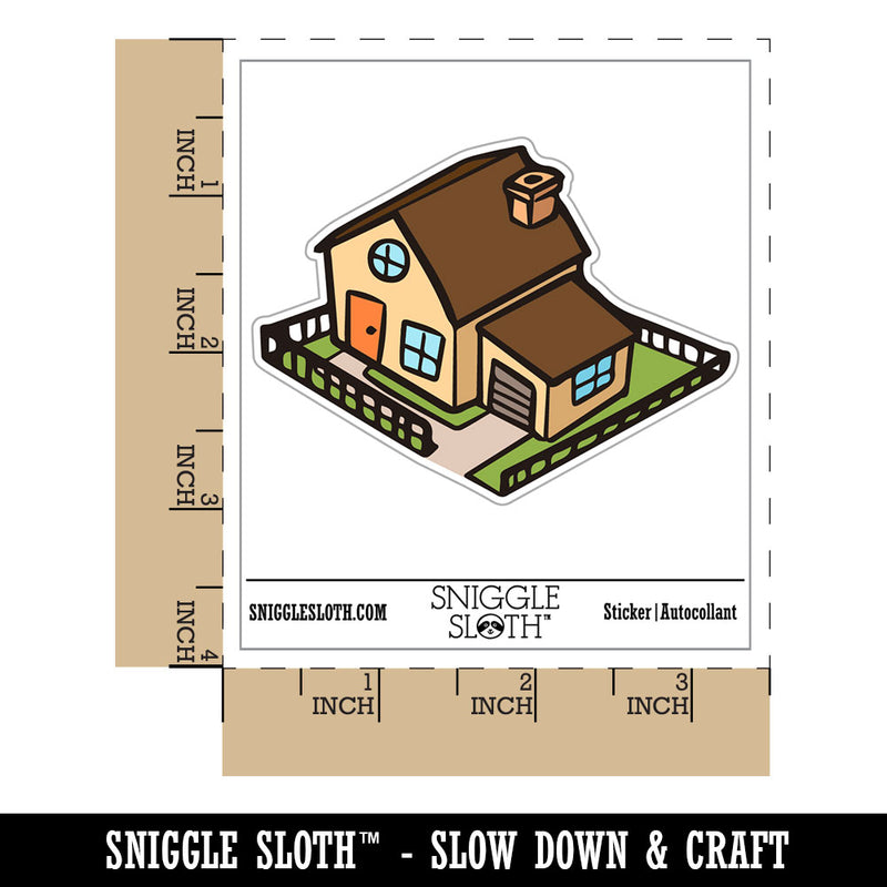 Suburban House with Garage and Fence Home Waterproof Vinyl Phone Tablet Laptop Water Bottle Car Window Bumper Decal Sticker Set - 5 Pack