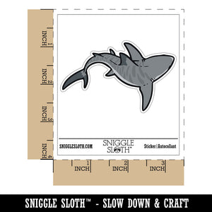 Swimming Tiger Shark Ocean Fish Waterproof Vinyl Phone Tablet Laptop Water Bottle Car Window Bumper Decal Sticker Set - 5 Pack