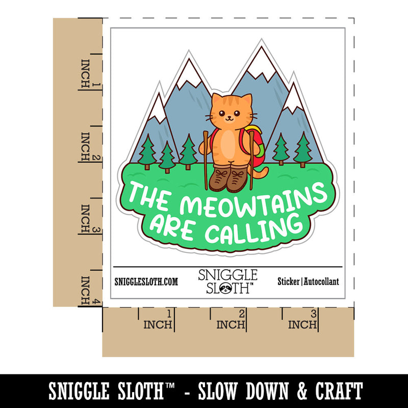 The Meowtains Are Calling Hiking Cat Waterproof Vinyl Phone Tablet Laptop Water Bottle Car Window Bumper Decal Sticker Set - 5 Pack