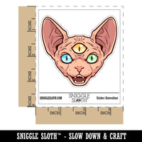 Three Eyed Sphynx Cat Hairless Spooky Scary Waterproof Vinyl Phone Tablet Laptop Water Bottle Car Window Bumper Decal Sticker Set - 5 Pack