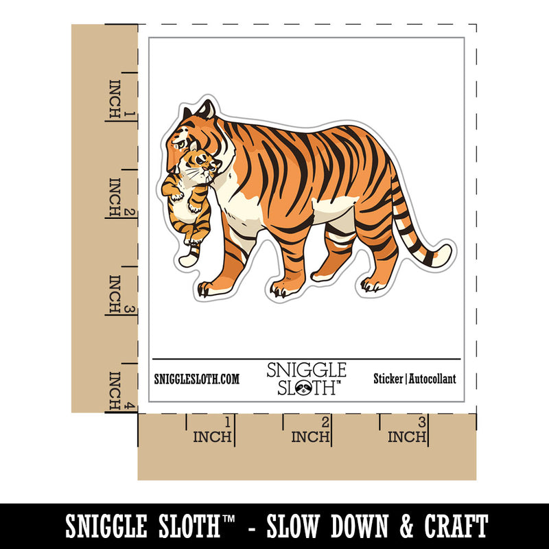 Tiger Mom Cub Cute Baby Cat Waterproof Vinyl Phone Tablet Laptop Water Bottle Car Window Bumper Decal Sticker Set - 5 Pack