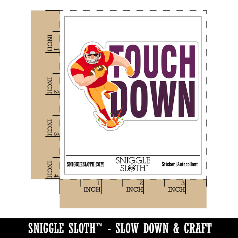 Touch Down Football Player Running Sports Waterproof Vinyl Phone Tablet Laptop Water Bottle Car Window Bumper Decal Sticker Set - 5 Pack