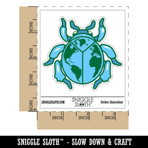 Travel Bug World Globe Beetle Waterproof Vinyl Phone Tablet Laptop Water Bottle Car Window Bumper Decal Sticker Set - 5 Pack