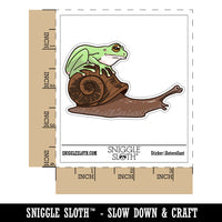 Tree Frog Riding Garden Snail Waterproof Vinyl Phone Tablet Laptop Water Bottle Car Window Bumper Decal Sticker Set - 5 Pack