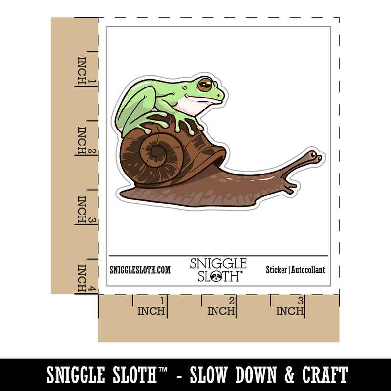 Tree Frog Riding Garden Snail Waterproof Vinyl Phone Tablet Laptop Water Bottle Car Window Bumper Decal Sticker Set - 5 Pack