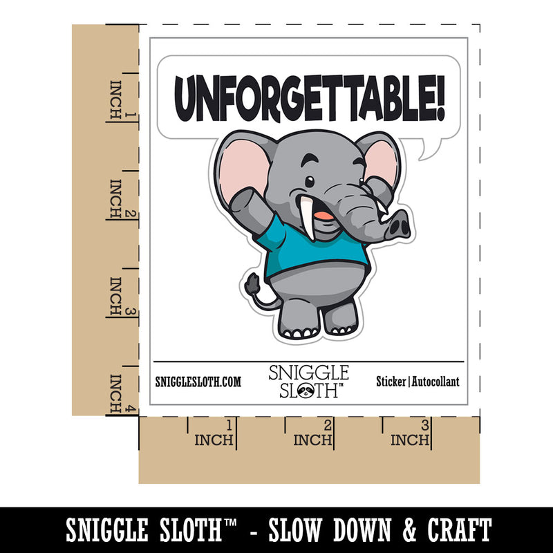 Unforgettable Elephant Cute Compliment Waterproof Vinyl Phone Tablet Laptop Water Bottle Car Window Bumper Decal Sticker Set - 5 Pack