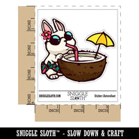 Vacation Bunny Rabbit Drinking Coconut Waterproof Vinyl Phone Tablet Laptop Water Bottle Car Window Bumper Decal Sticker Set - 5 Pack
